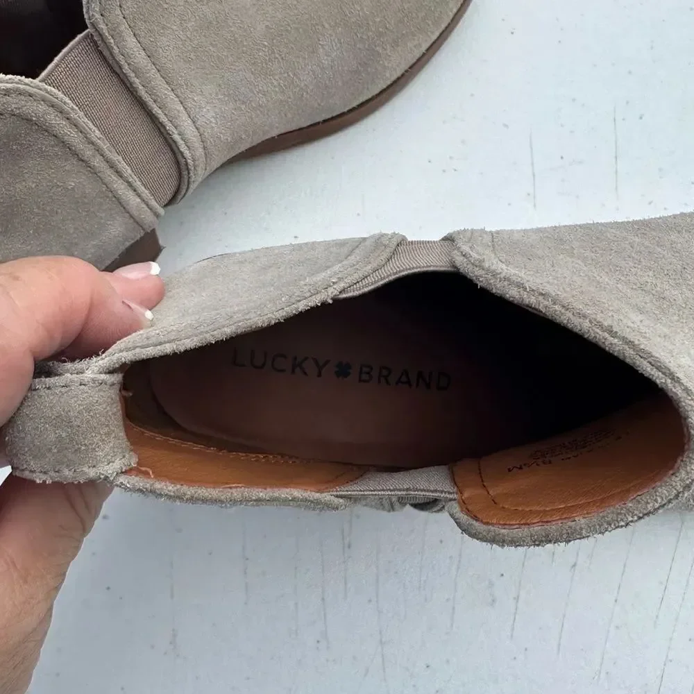 Women's Lucky Brand Suede Ankle Boots - Cream